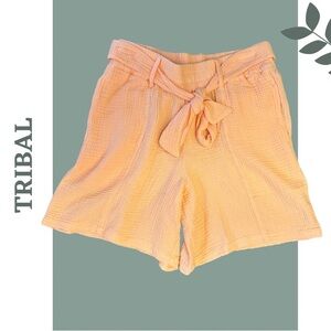 Tribal Jeans Cotton Waffle Shirts Elastic Waist with Belt Front Pockets Sorbet